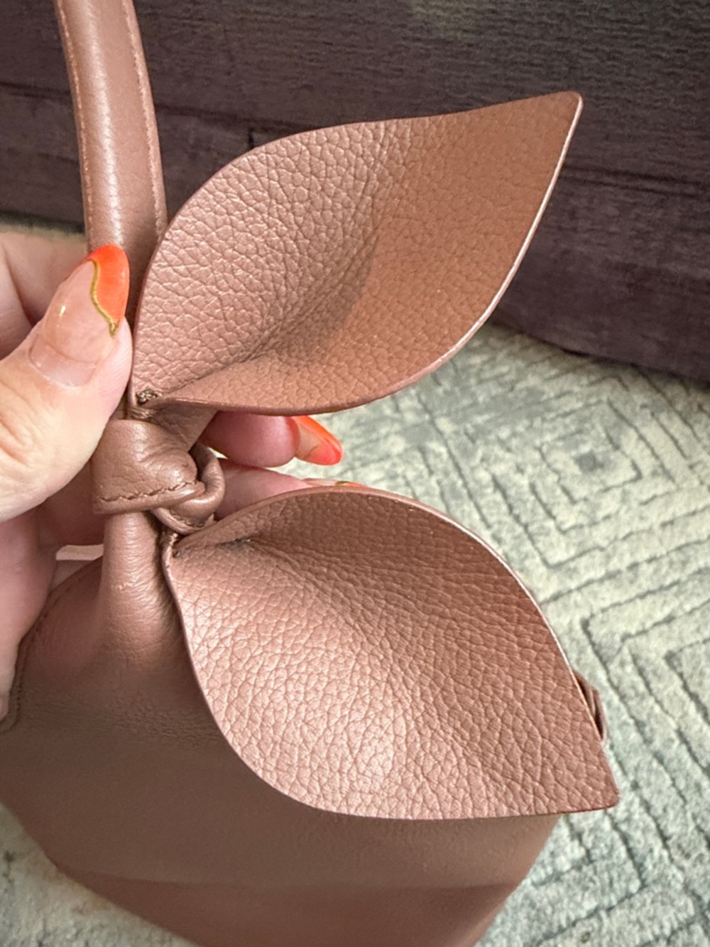 Kate Spade Rose Taupe Pebbled Leather Tote with Bow Accent - Picture 3 of 16
